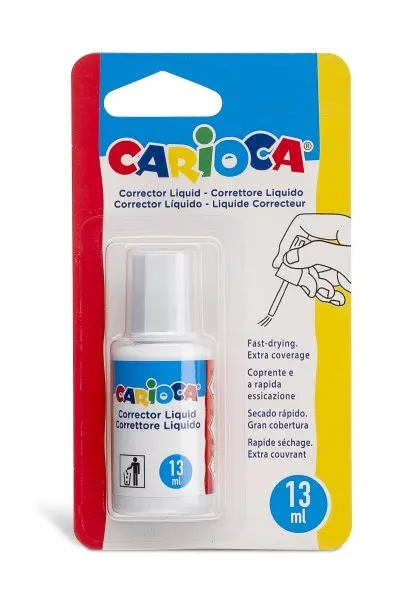 Correttore Liquido Carioca - Pennello in Nylon Morbido e Preciso - Adatto a Tutti i Tipi di Carta - Asciugatura Rapida - Colore Bianco