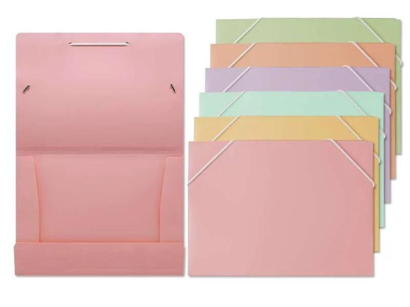 Cartella Bismark con alette A5 - Polipropilene - Chiusura in Gomma - Colori Pastello Assortiti