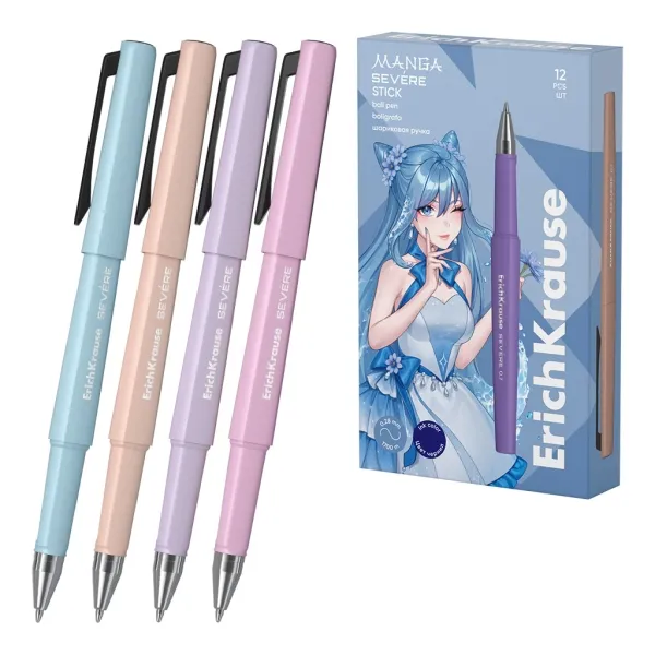 Penna a sfera ErichKrause Severe Stick Manga con cappuccio - Modelli assortiti - Tratto da 028 mm - Inchiostro ad asciugatura rapida - Blu