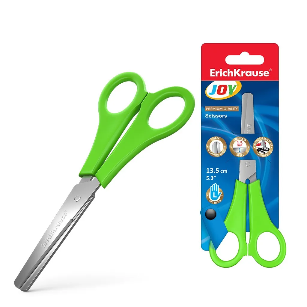 Erichkrause Joy - Forbici per mancini - Lame in acciaio inossidabile - Estremità arrotondate - Resistenti alla corrosione - Manici in plastica robusti - Vari colori/design