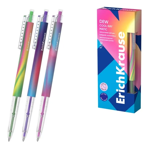 Penna a sfera retrattile ErichKrause Dew Matic Cool Ray - Modelli assortiti - Tratto da 028 mm - Blu