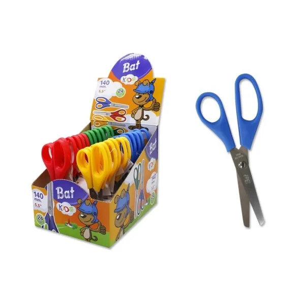 Forbici Bismark Bat School 13 cm - Punta tonda - Colori assortiti