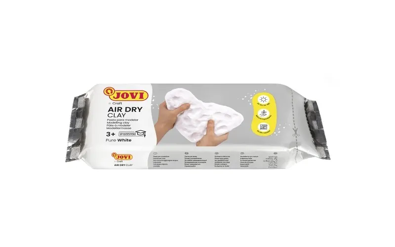 Pasta modellabile Jovi Air Dry 250g - Indurente all'aria - Tocco fresco - Facile da modellare - Multi-superficie - Asciuga in 24 ore - Finitura fine - Colore bianco