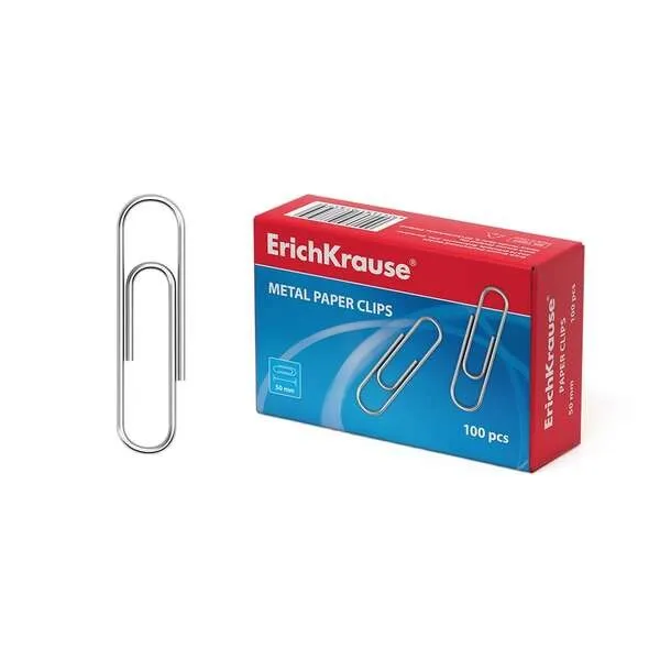Clip in metallo zincato Erichkrause - 50 mm - Elevata resistenza e durata - Resistente alla corrosione - Nessuna macchia o graffio - Colore argento