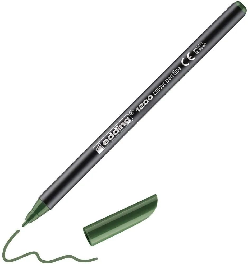 Edding 1200 Pennarello indelebile - Punta Rotonda - Linea tra 05 e 1 mm. - Inchiostro a base d acqua - Colore verde oliva
