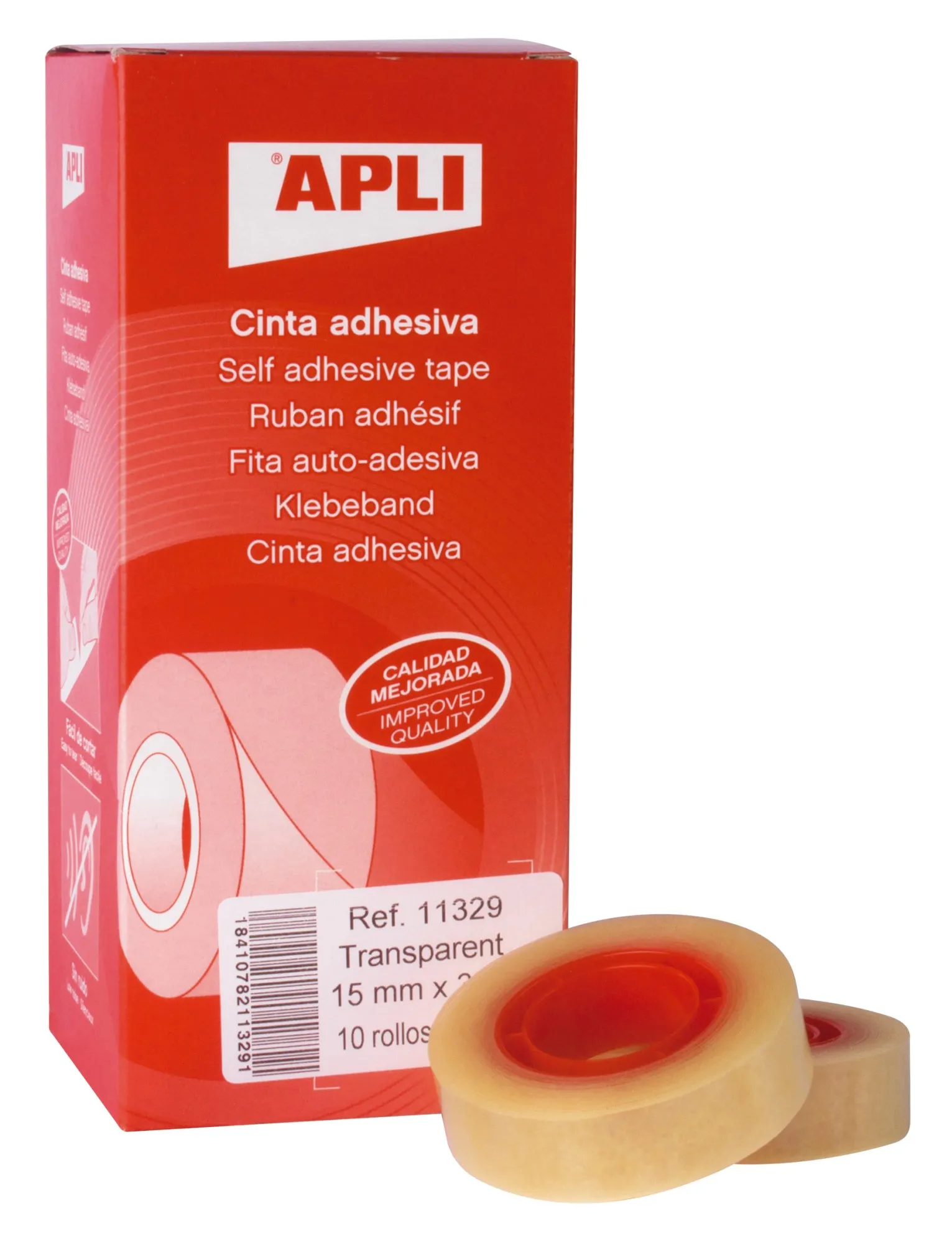 Nastro Adesivo Trasparente Apli 15mm x 33m - Resistente all'acqua e agli agenti atmosferici - Facile da tagliare con le mani - Ideale per artigianato e imballaggi trasparenti