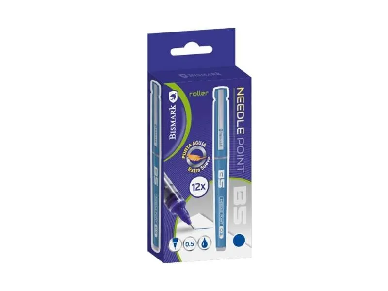 Penna a sfera con inchiostro liquido Bismark punta ad ago - Scrittura fluida - Alta precisione - Colore blu