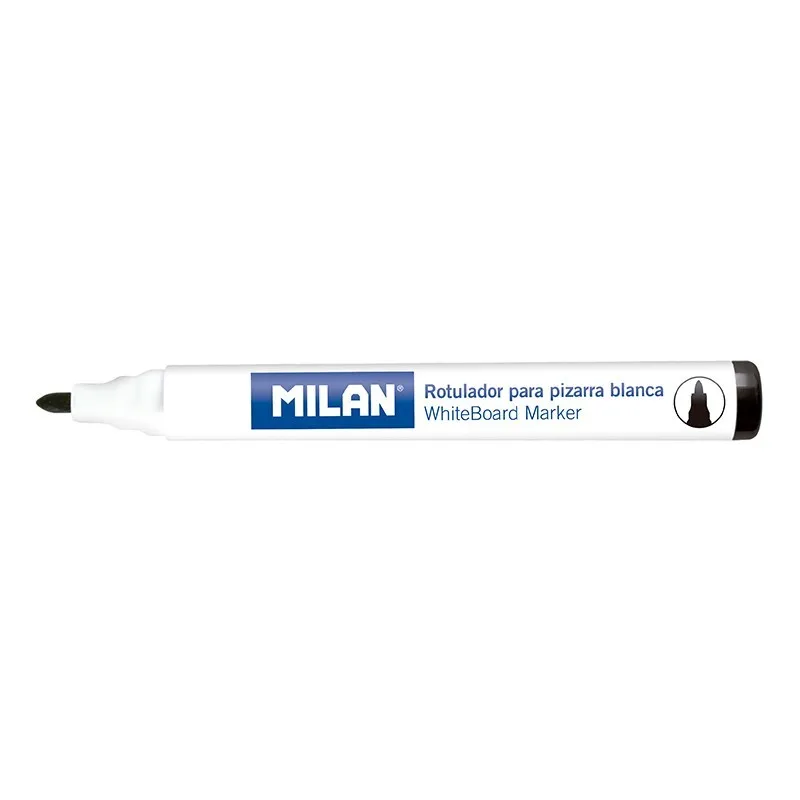 Pennarelli per Lavagna Milan con Punta Tonda - Punta da 47 mm - Inchiostro a Base di Alcool - Cancellabili a Secco - Colore Nero