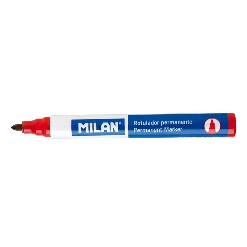 Pennarelli Indelebili Milano con Punta Tonda - Punta 4 mm - Inchiostro a Base di Alcool - Colore Rosso