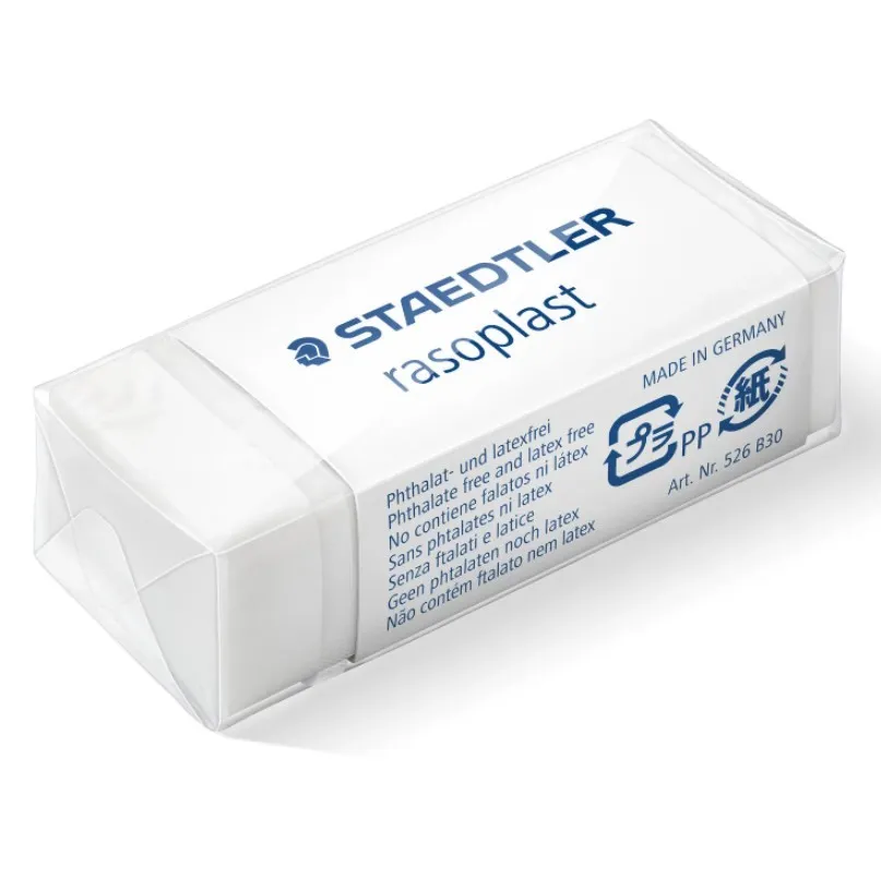 Gomma da cancellare Staedtler Rasoplast 526 B30 - Cancellazione di alta qualità - Spreco minimo - Colore bianco