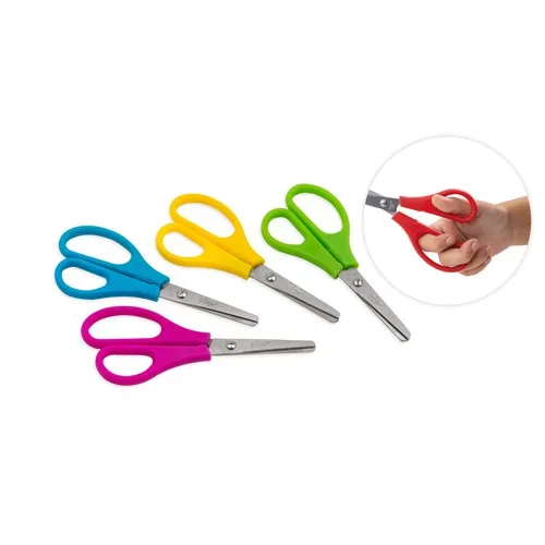 Forbici scolastiche Faibo Comfort da 135 cm - Punta arrotondata - Acciaio inossidabile - Manico in plastica - Colori assortiti - 1 pezzo