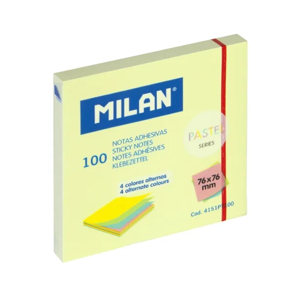 Confezione da 100 post-it Milan Pastel - 76x76mm - Colori pastello assortiti