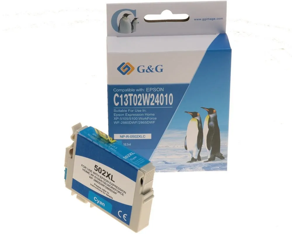 Cartuccia d'inchiostro generica G&G Epson 502XL ciano - sostituisce C13T02W24010/C13T02V24010