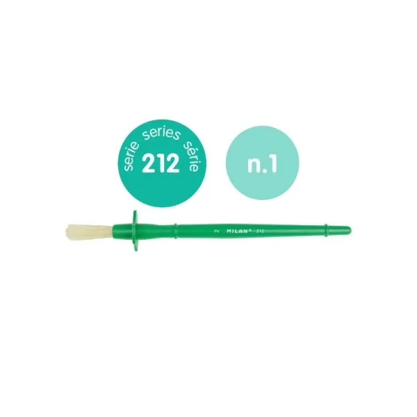 Pennello Milan 212 per colla e tempera numero 1 - Setole naturali - Colore verde