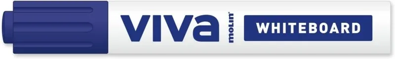 Pennarello per lavagna bianca Molin Viva - Punta tonda in fibra sintetica - Tratto da 3 mm - Inchiostro a base di alcol - Blu