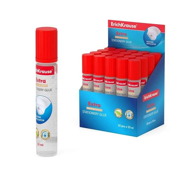 Colla Erichkrause - 55 ml Applicatore in morbido silicone - Elevata capacità adesiva - Trasparente - Non tossico - Resistente al freddo