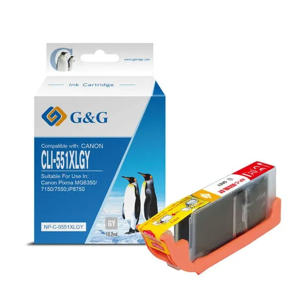 Cartuccia d'inchiostro compatibile grigia G&G Canon CLI551XL - Sostituisce 6447B001/6512B001