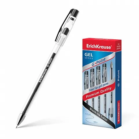 ErichKrause 17628 penna gel Penna in gel con cappuccio Fine/Medio Nero / 1 pezzo