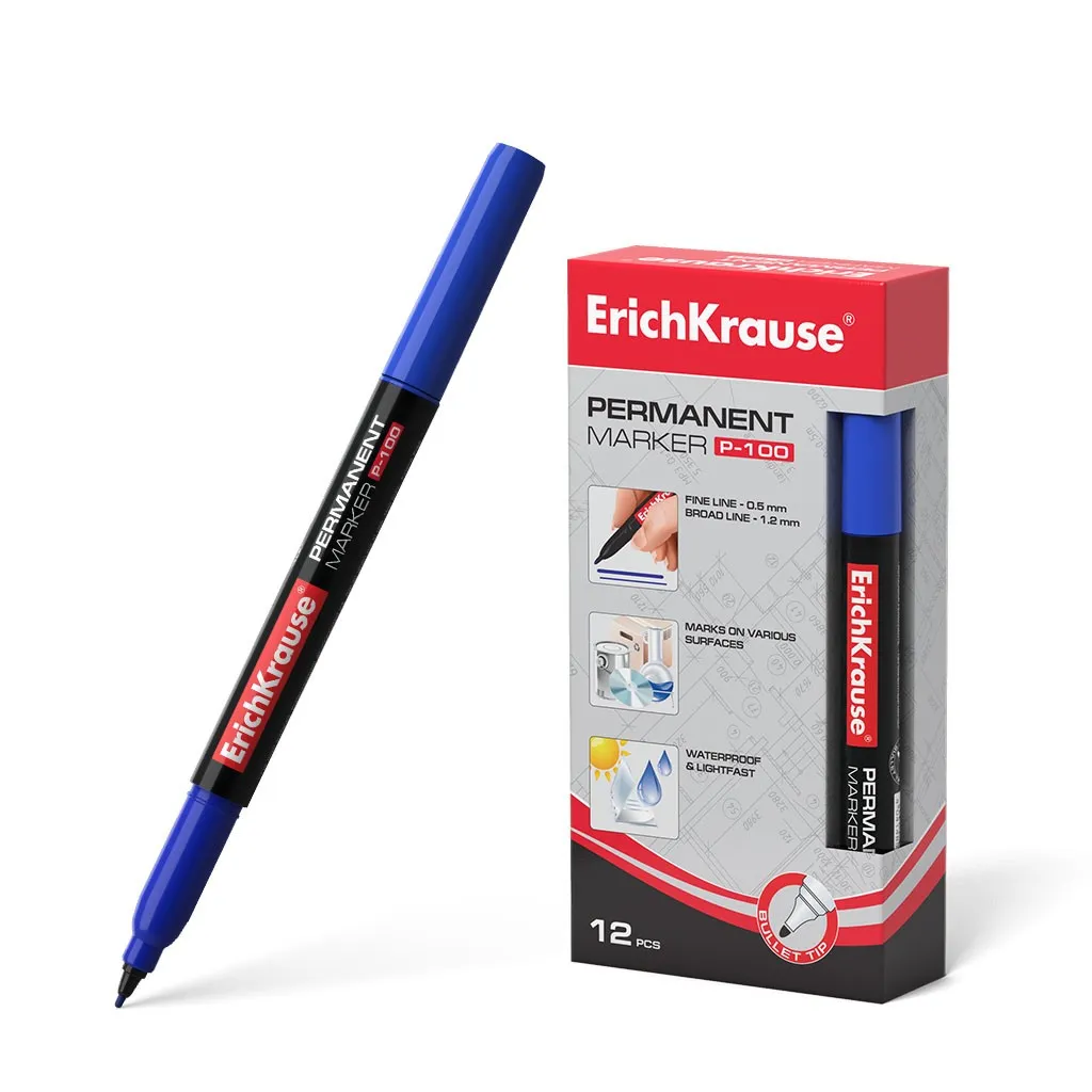 ErichKrause P-100 marcatore permanente Tipo di punta Blu 12 pz