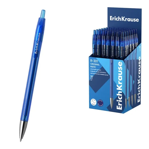 Penna a sfera retrattile ErichKrause R-301 Original Gel Matic - Punta da 05 mm - Tratto da 04 mm - Blu
