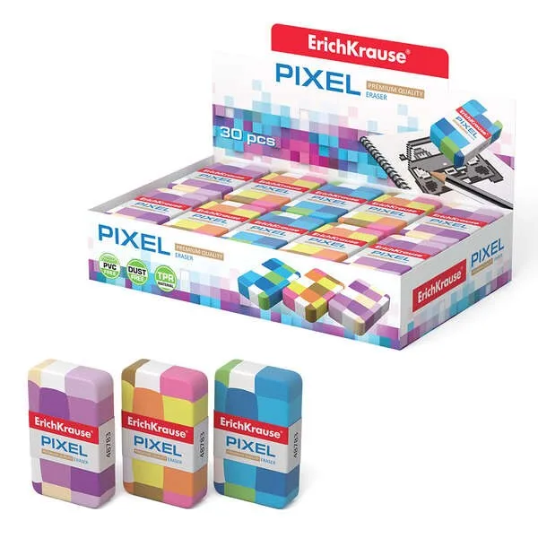 Erichkrause Pixel - Classic Soft Eraser - In gomma termoplastica ipoallergenica - Ecologica e moderna - Priva di impurità - Non contiene PVC - Colore nero