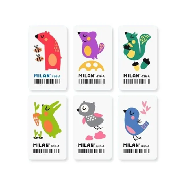 Milan 436A Gomma Rettangolare Flessibile - Briciola di Pane - Gomma Sintetica - Disegni Bambini - Disegni Assortiti