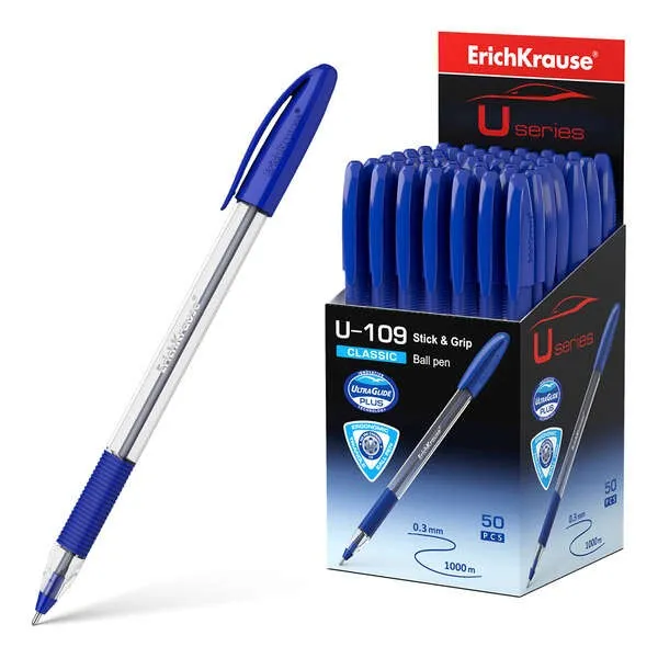 Penna a sfera Erichkrause U-109 Classic Stick&Grip - Tecnologia Ultra Glide - Inchiostro blu