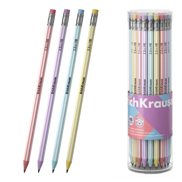 Matita in grafite ErichKrause Blend con gomma - Mina HB - Corpo esagonale - Plastica - Impugnatura ergonomica - Colori assortiti