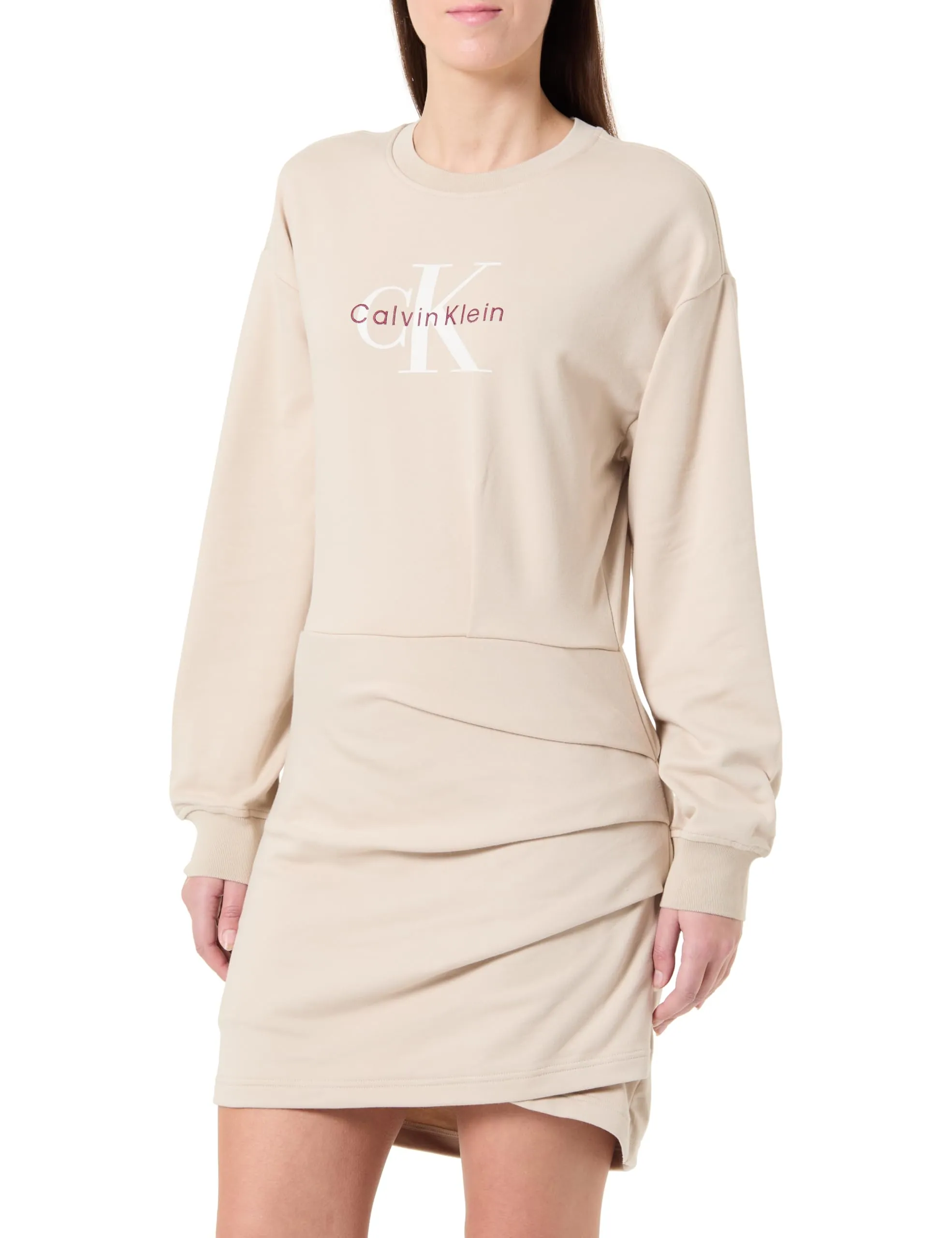 Calvin Klein Donna Abito Felpa Monologo Terry con Logo, Blu (Silvermoss), M