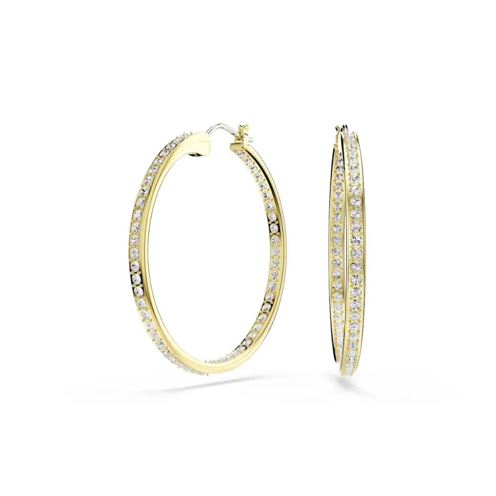 Swarovski Orecchini a cerchio Somerset, bianchi, placcati color oro