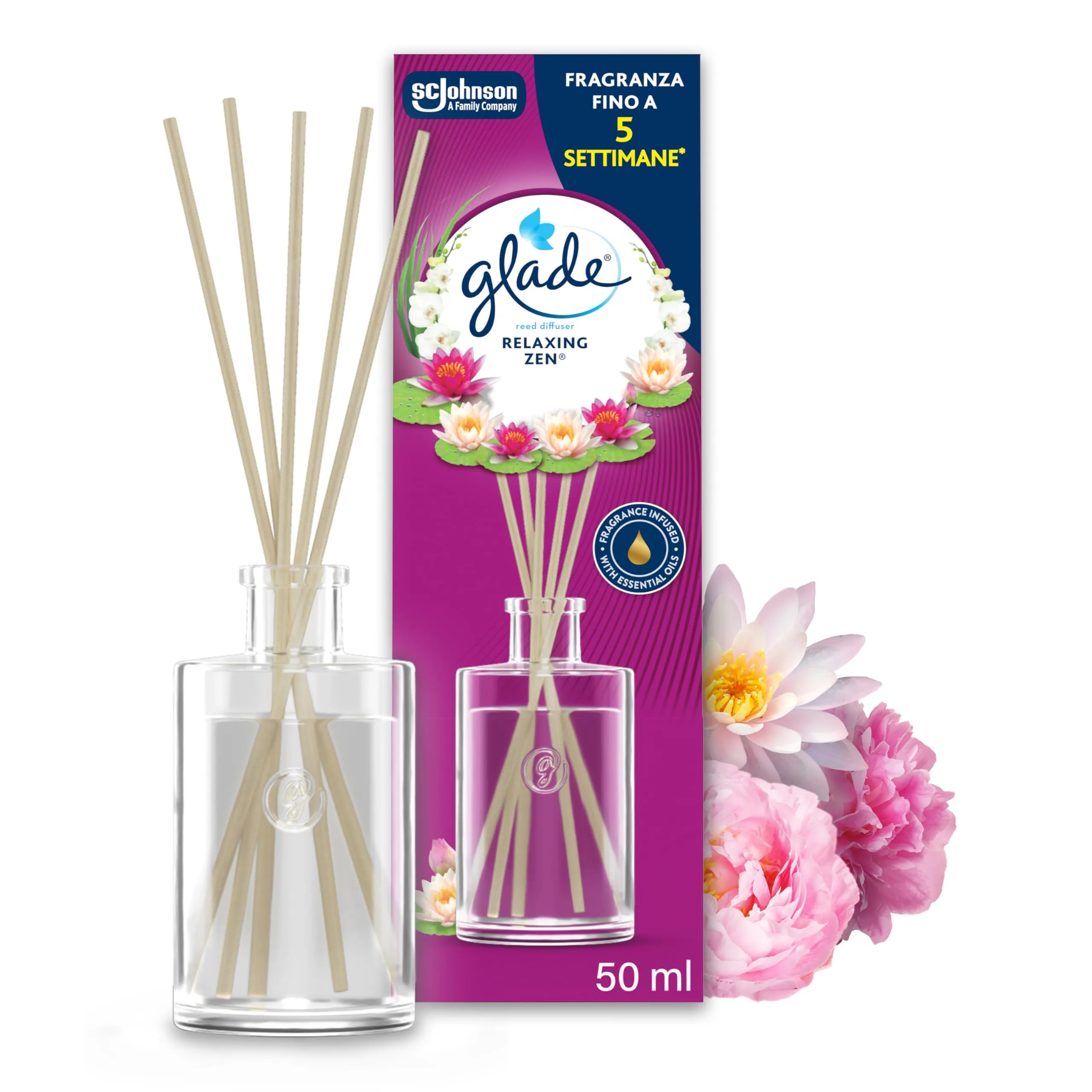 Glade Profumatore per Ambienti Bastoncini, Relaxing Zen, 1 x 50ml