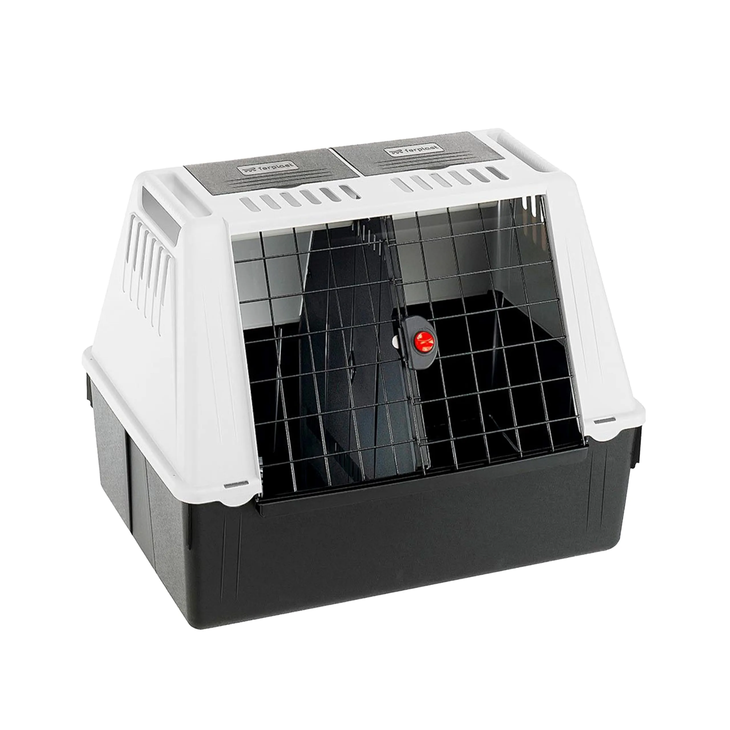 Ferplast ATLAS CAR 80 SE Trasportino per Cani da Auto con Portaoggetti, Maniglie, Griglia Ventilazione, Doppia Apertura Scorrevole con Chiusura Sicura, Max 20 kg, 82 x 51 x h 61 cm