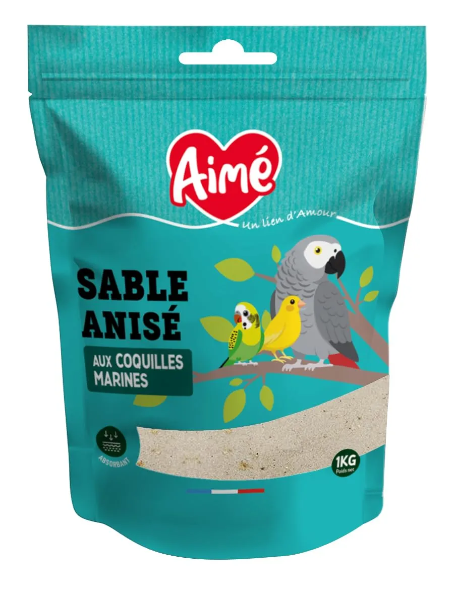 Aime - Base per Gabbia di Sabbia Anizzata per Uccelli, 1 kg