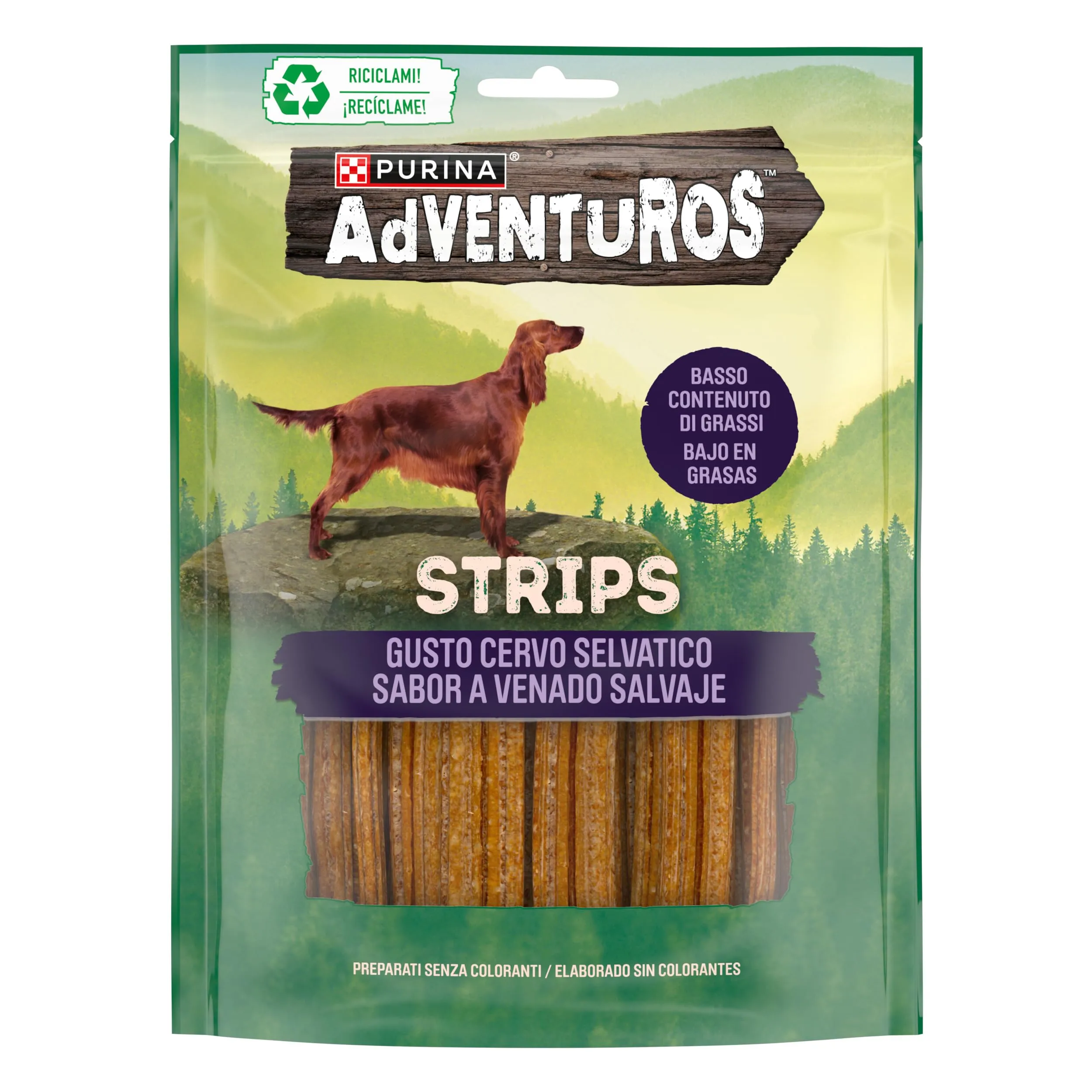 Purina Adventuros Snack Cane Strips al Gusto Cervo - 6 Buste da 90 g Ciascuna (Confezione da 6 x 90 g)