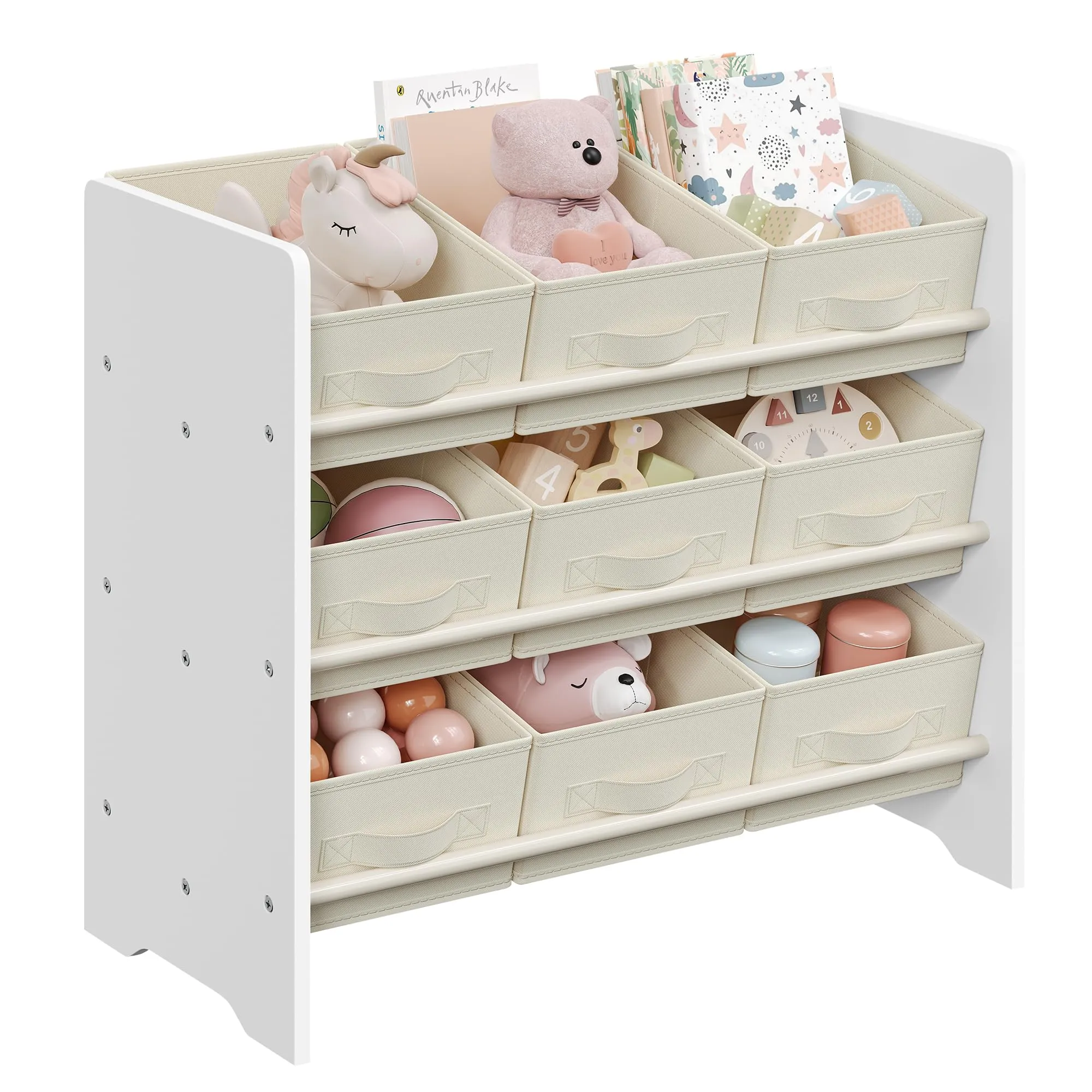 SONGMICS Scaffale per Giocattoli con 9 Contenitori, Struttura in MDF