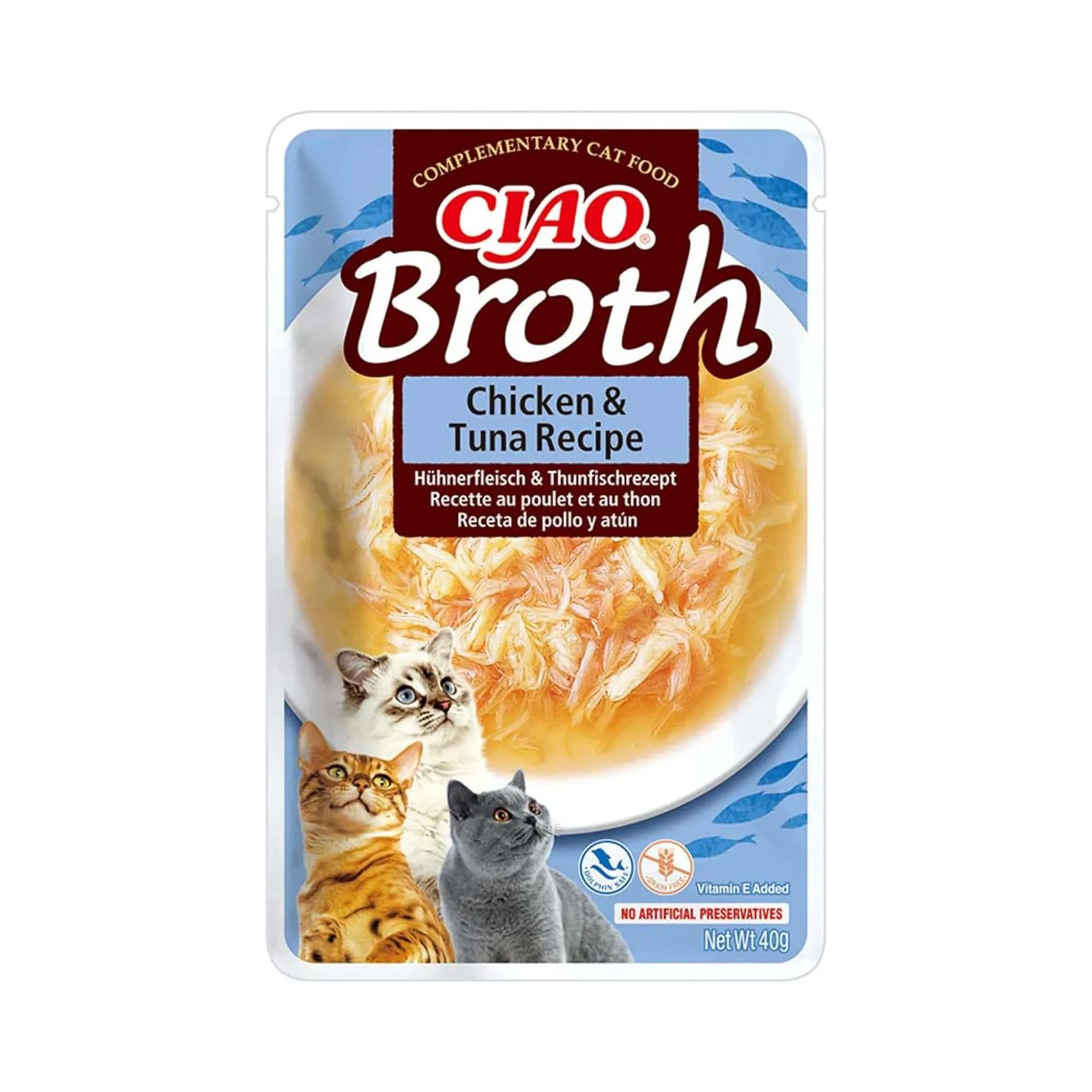 INABA Ciao Broth, Cibo Umido per Gatti al Pollo e Tonno, 1x40g