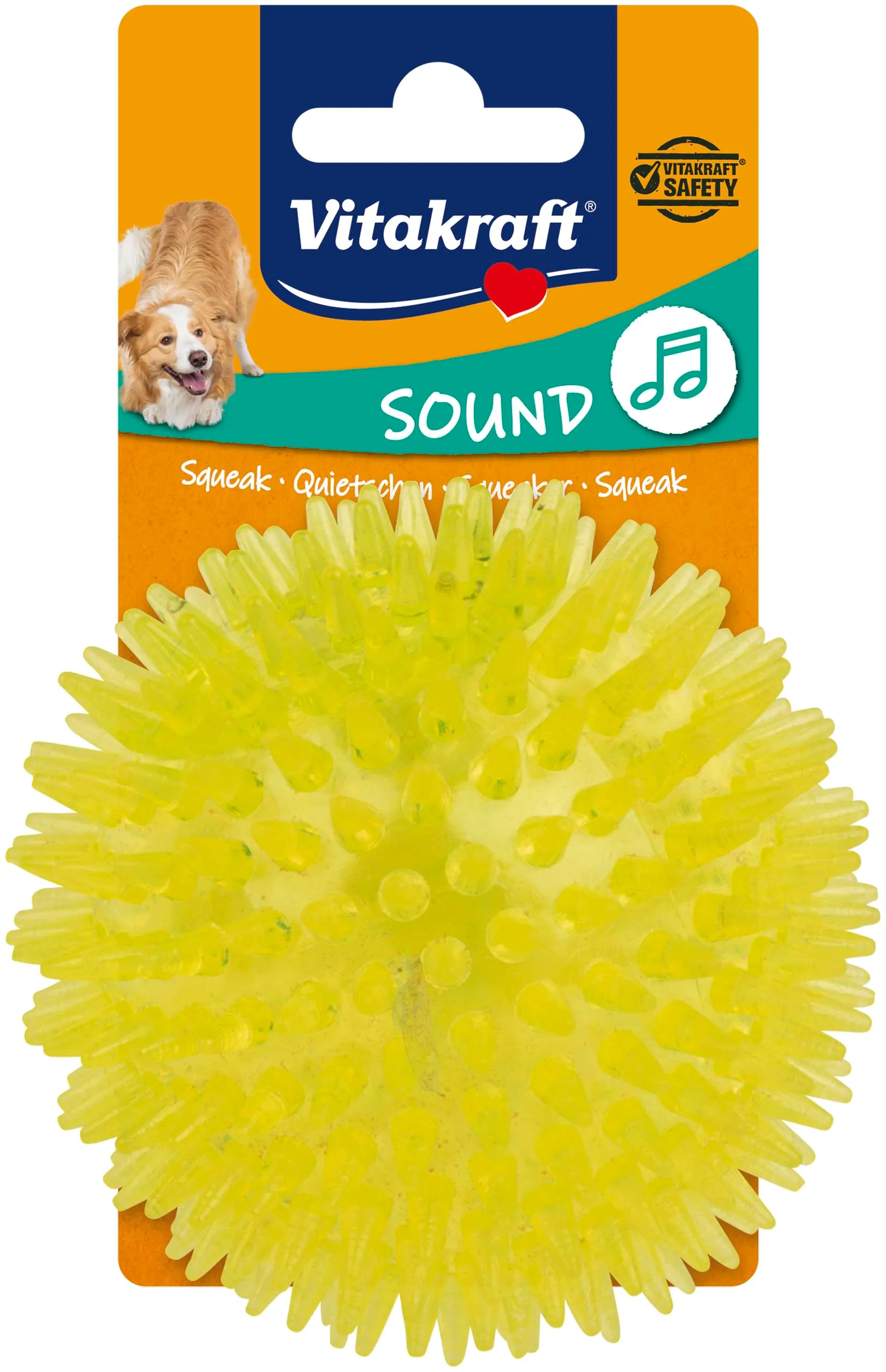 Vitakraft palla riccio, gioco per cane, gioco per cane robusto, con squeaker, in gomma termoplastica, favorisce la circolazione del sangue nelle gengive (1 pz)