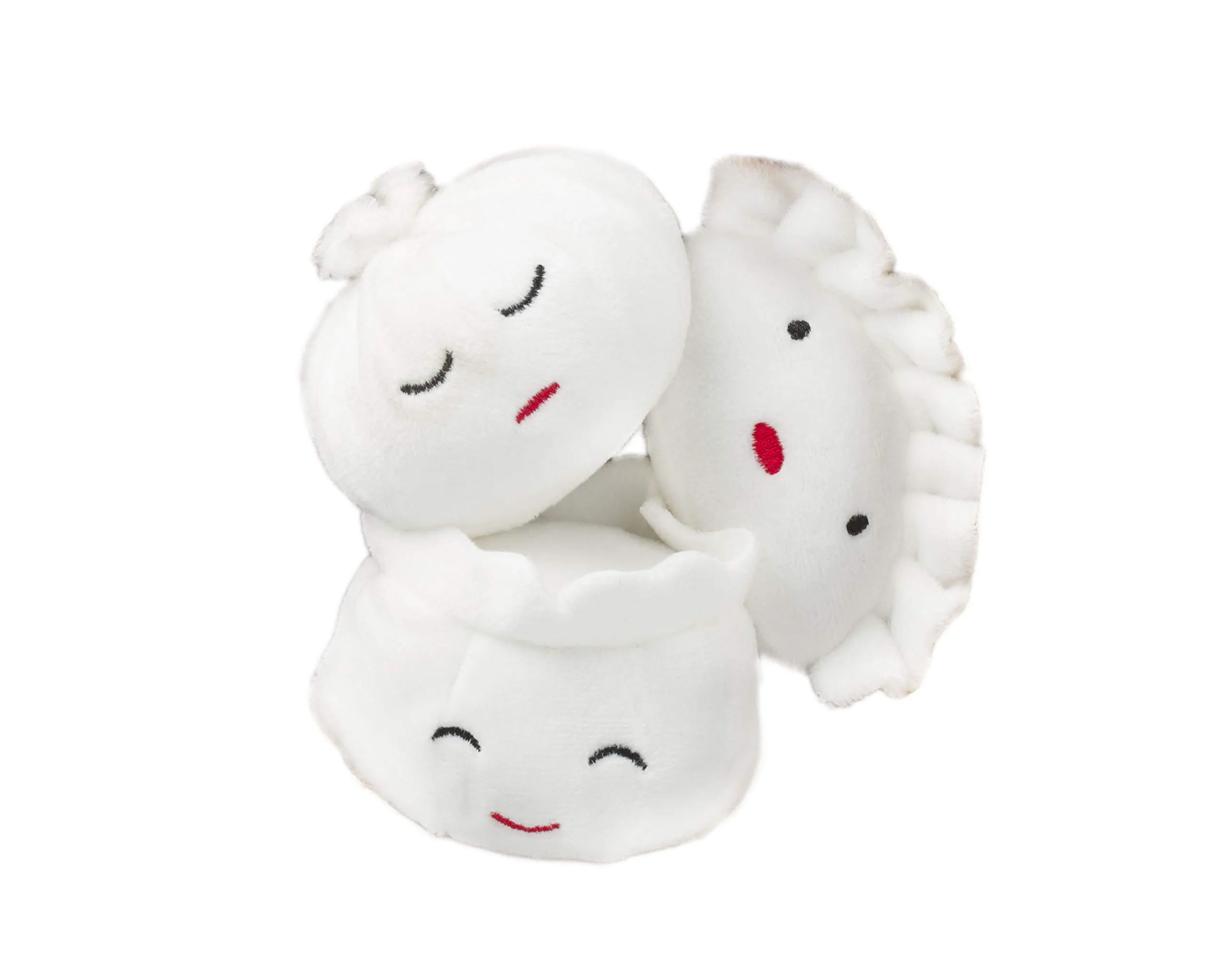 Pearhead Dim Sum - Set di 3 giocattoli per animali domestici, set di 3 giocattoli per cani che scricchiolano il proprietario di animali domestici, colore: bianco