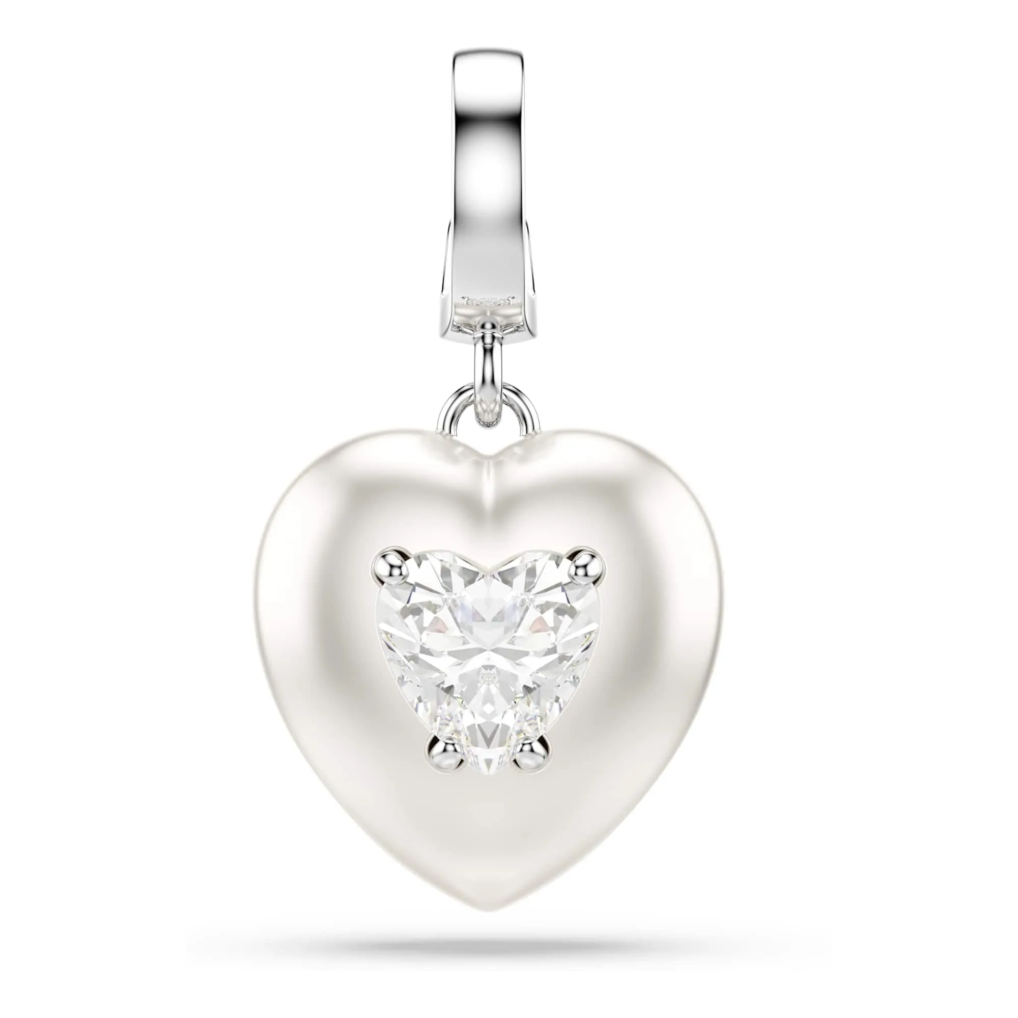 Swarovski Charm Idyllia, Taglio misto, Rivestimento color perla, Cuore, Bianco, Placcato rodio