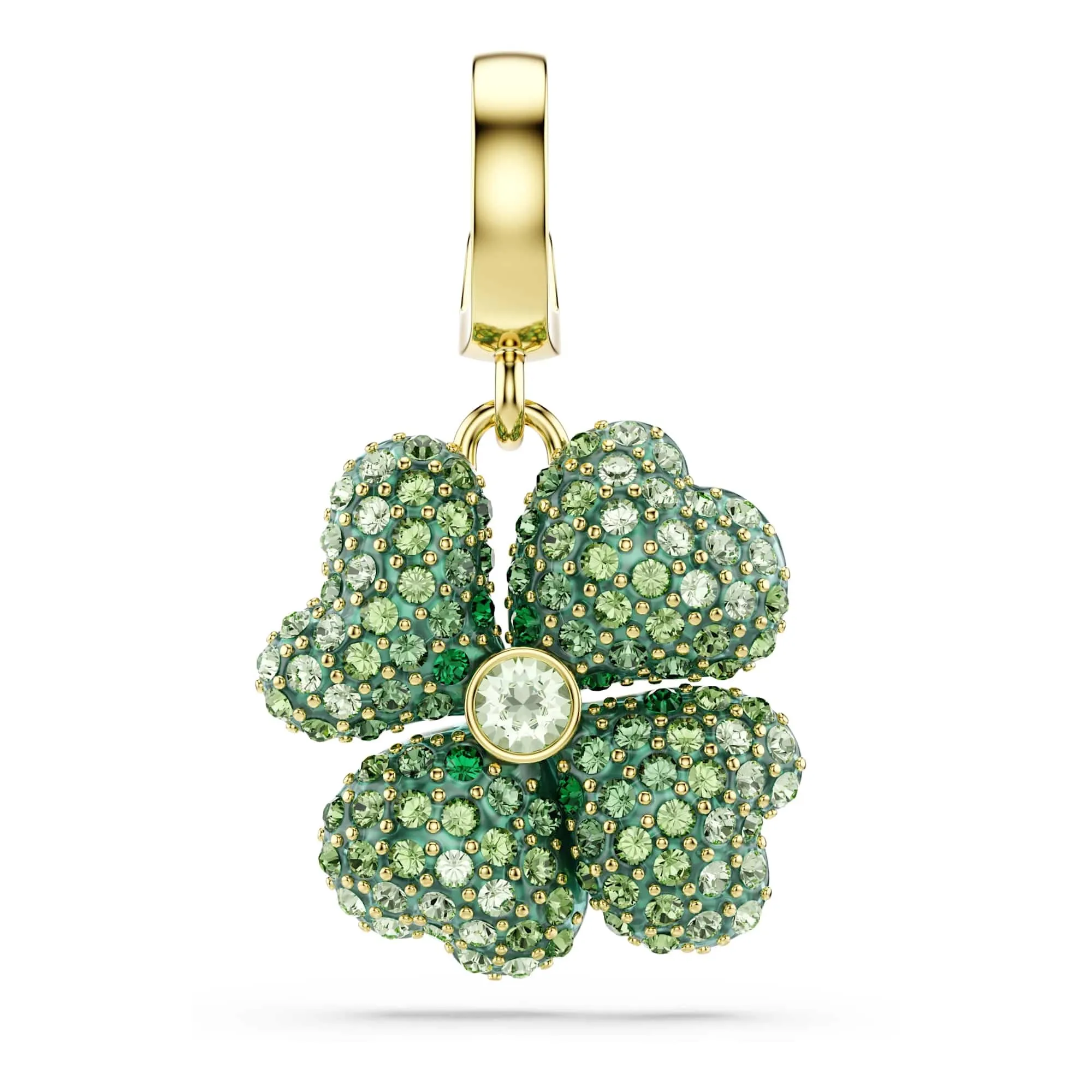 Swarovski Charm Idyllia, Quadrifoglio, Verde, Placcato color oro