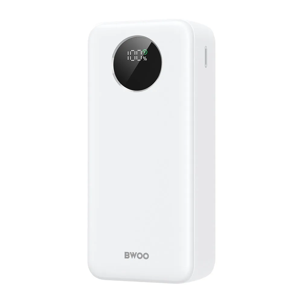 Batteria Esterna BWOO BO-P64, 30000mAh, 22.5W, QC + PD, 1 x USB-C - 2 x USB-A, Bianca