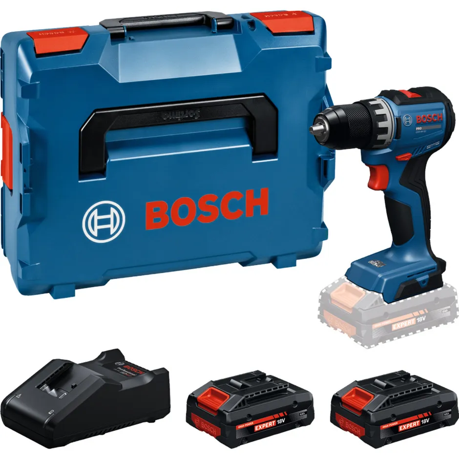 Avvitatore a batteria GSR18V-52 con 2 batterie 18 volt 2,0 ampere-ora in custodia L, Trapano avvitatore