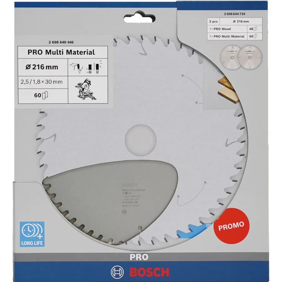 PRO lama per sega circolare per legno e materiali multipli 216 mm confezione doppia