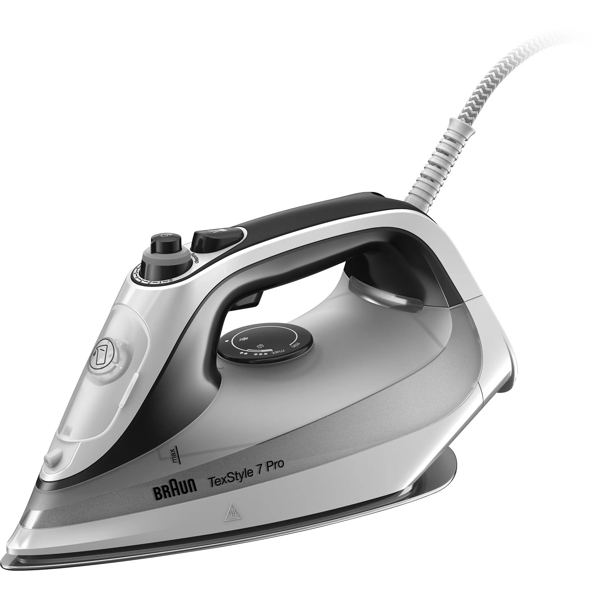 TexStyle 7 Pro SI7149WB Ferro da stiro a secco e a vapore EloxalPlus soleplate 2900 W Nero, Bianco