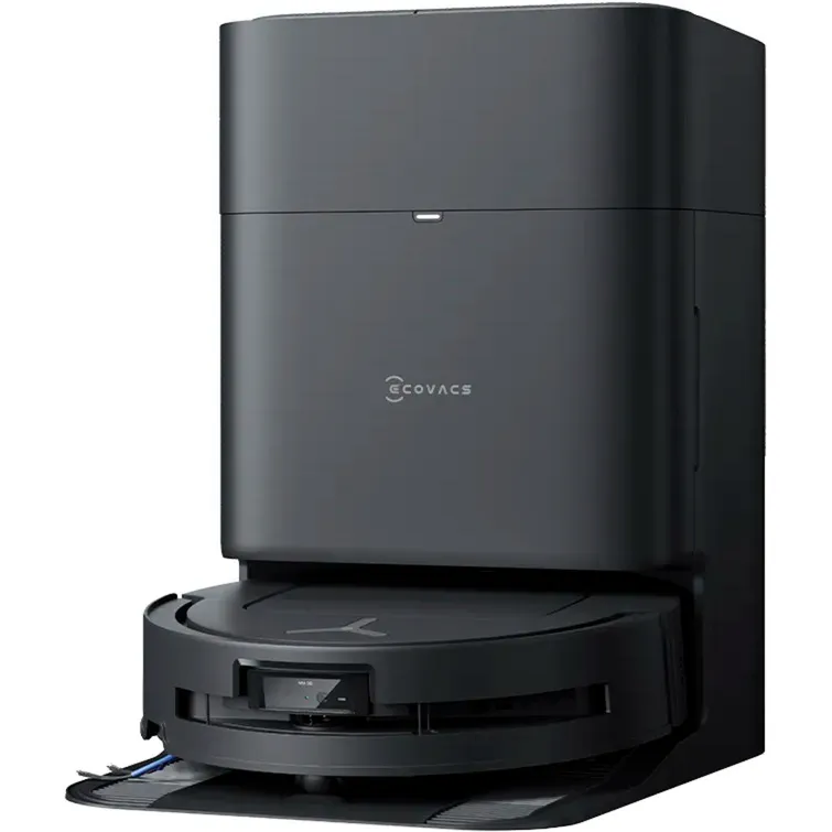 DEEBOT T80 OMNI Robot Aspirapolvere Lavapavimenti, 18.000 Pa, Spazzola OZMO ROLLER, ZeroTangle 3.0, Lavaggio Mocio con Acqua Calda a 40-75 °C, Asciugatura ad Aria Calda, Nero, Aspirazione robot