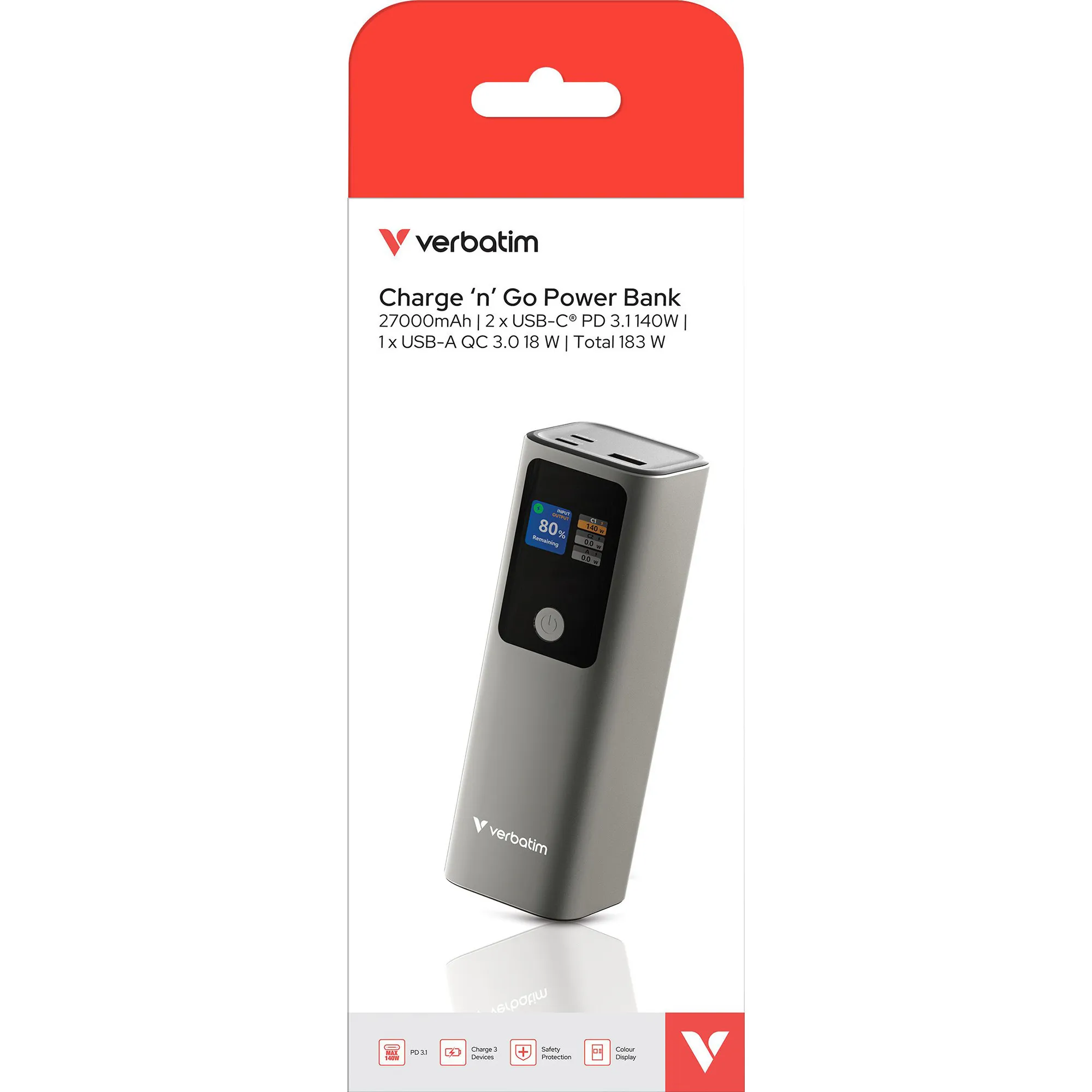 32269 batteria portatile Ioni di Litio 27000 mAh Grigio, Powerbank