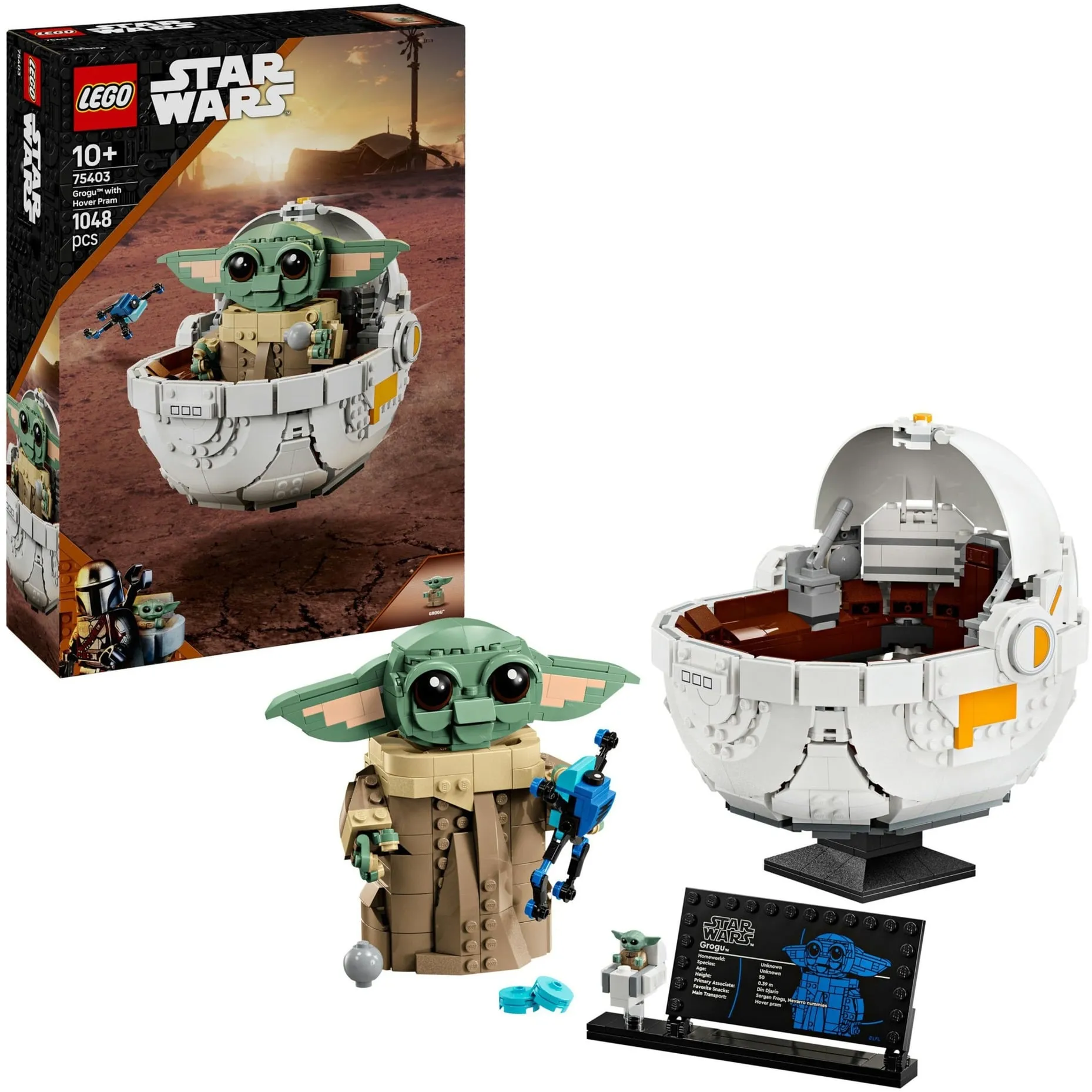 Star Wars 75403 Grogu e Carrozzina con Rana Sorgan e Minifigure di Grogu da Collezione, Giocattolo per Bambini 10+, Giochi di costruzione