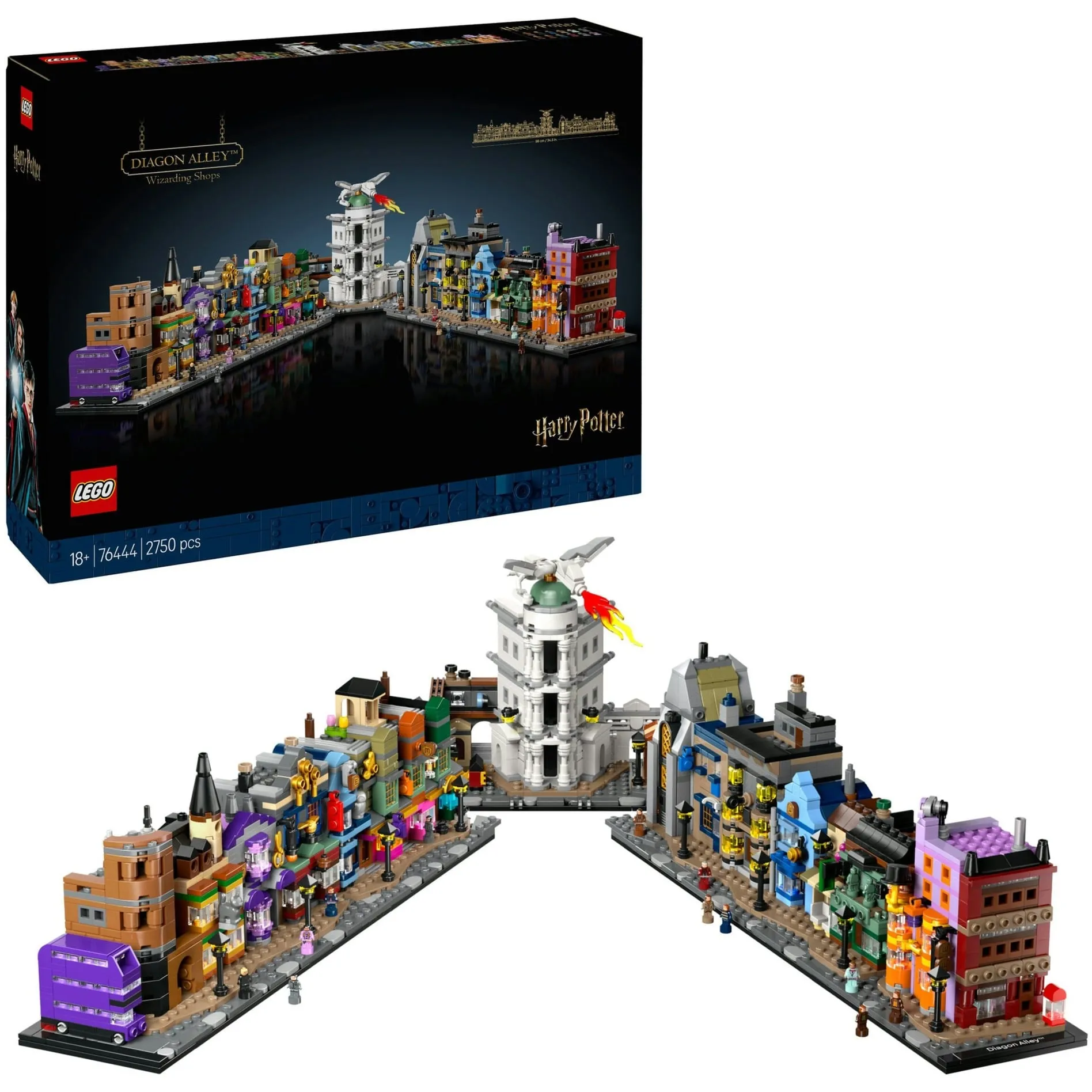 Harry Potter 76444 Negozi di Magia di Diagon Alley, Kit Modellismo per Adulti in Microscala con Edifici e 12 Personaggi, Giochi di costruzione
