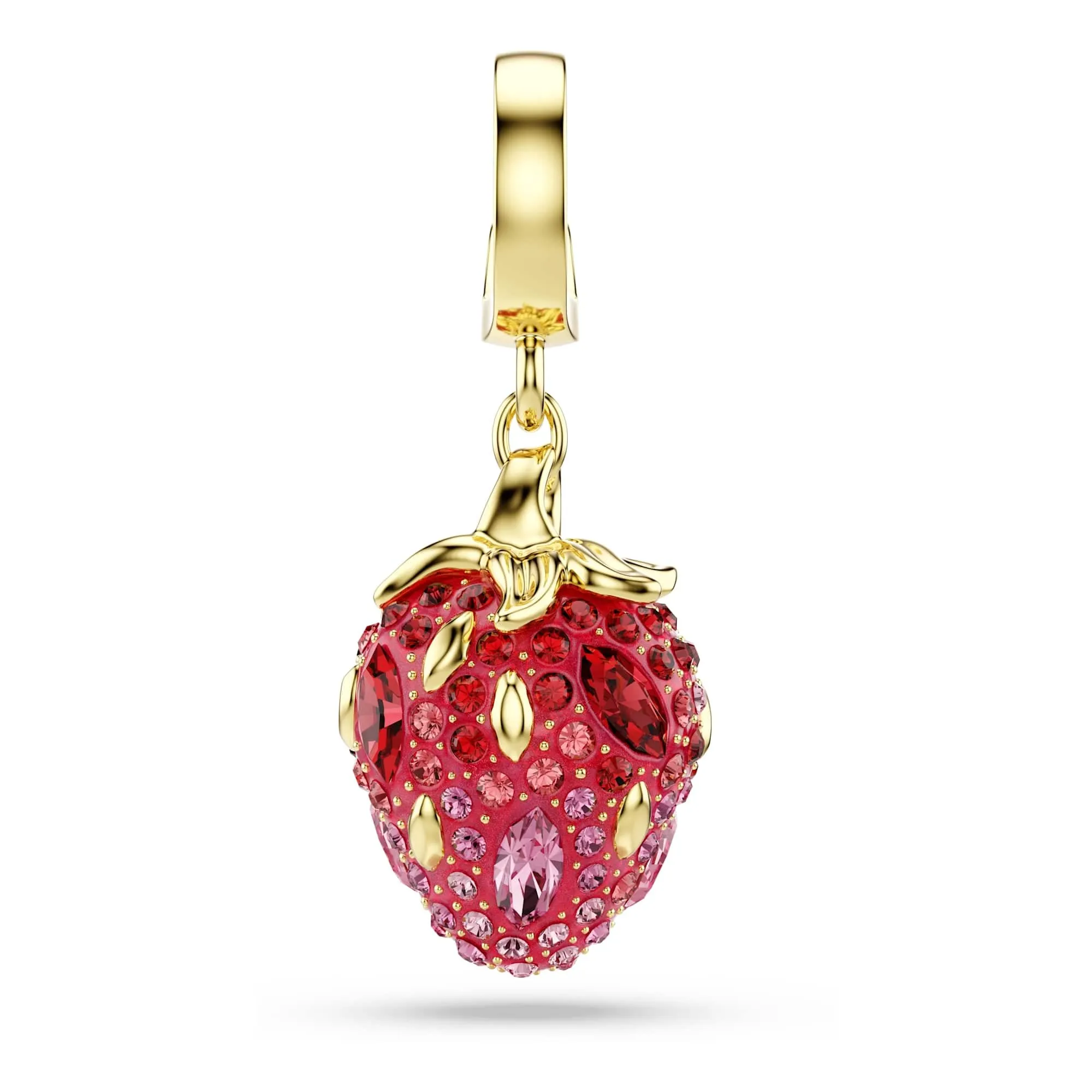 Swarovski Charm Idyllia, Taglio misto, Fragola, Rosso, Placcato color oro