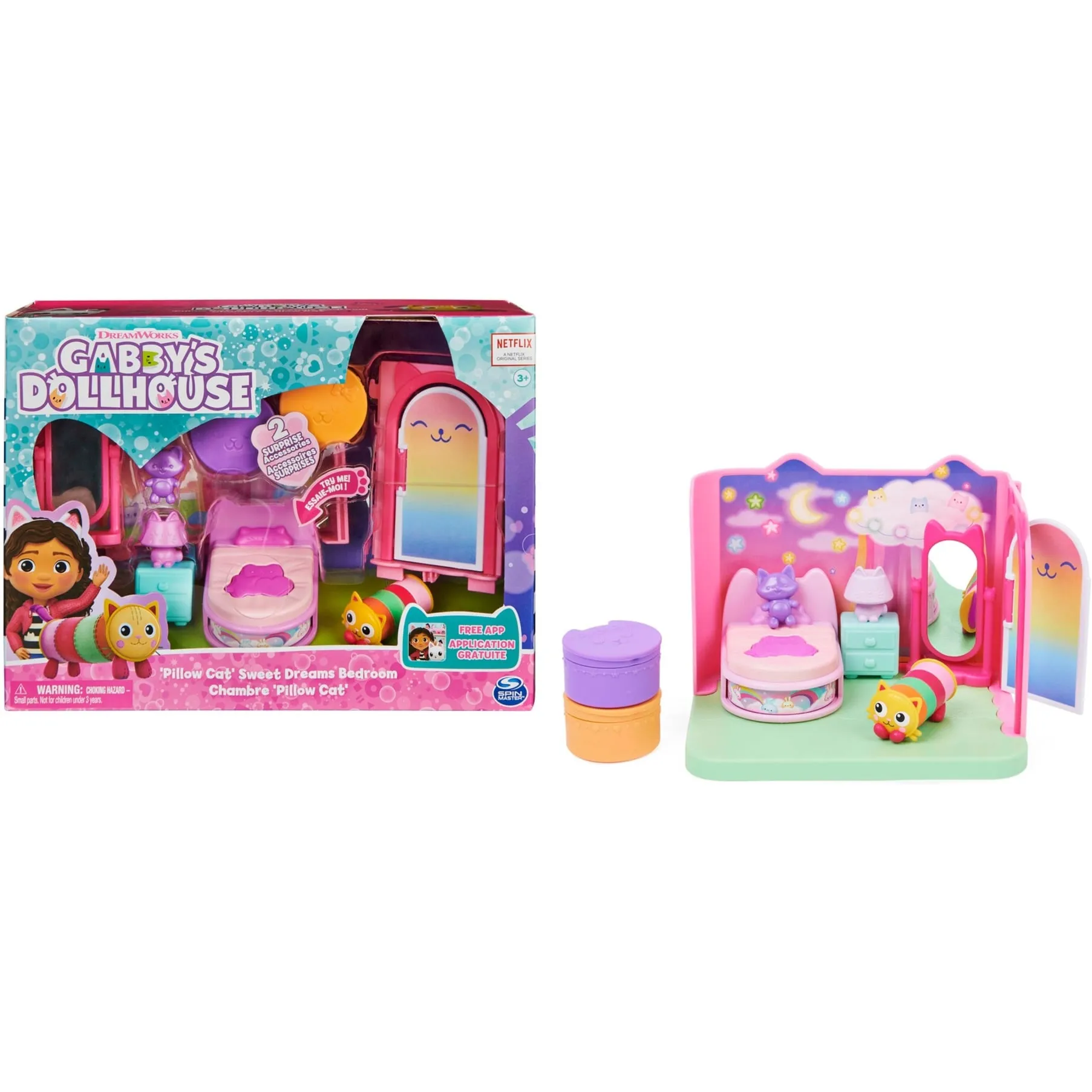 Gabby''s Dollhouse, La camera da letto di Cuscigatta, mini playset stanze della casa, giochi per bambini dai 3 anni in su, Gioco figura